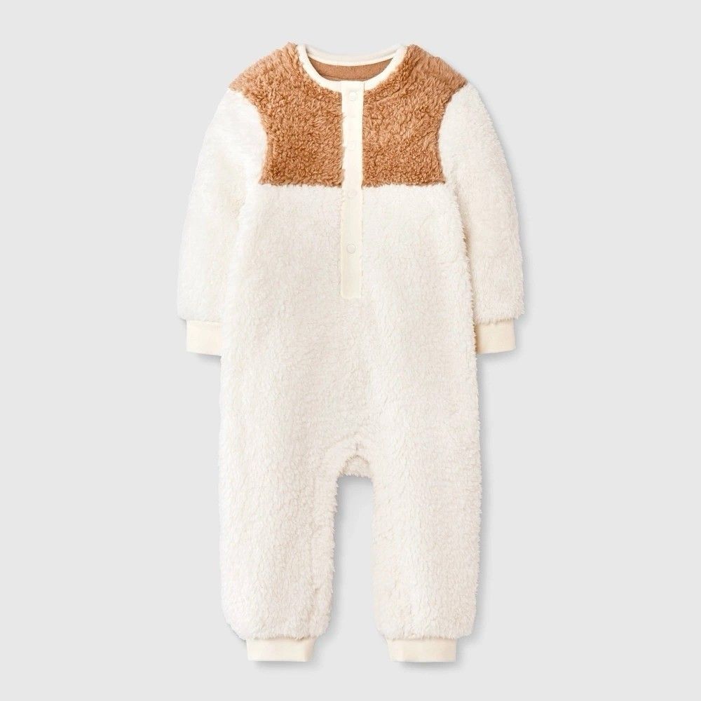 0-3 M Baby Winter Snowflake Faux Shearling Colorblock Romper Cat & Jack Unisex